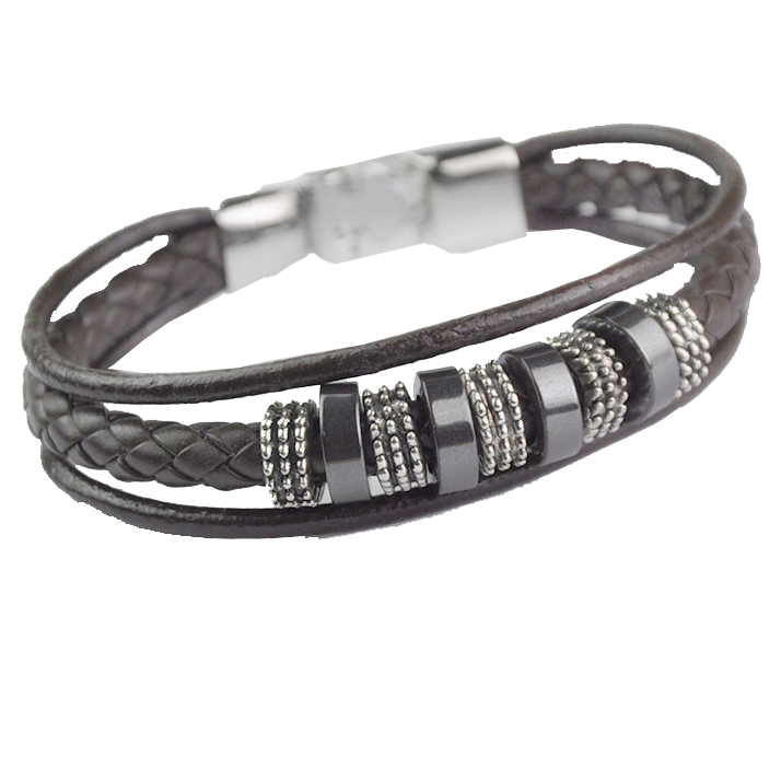 COOLSTEELANDBEYOND Unisex Men Womens Black Braided Leather Bracelet Bangle Wristband with Gold Color Steel Spring Clasp COOLSTEELANDBEYOND Unisex Men Womens Black Braided Leather Bracelet Bangle Wristband with Gold Color Steel Spring Clasp